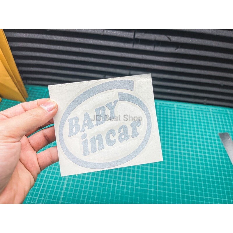 Baby In Car JDM Style Sticker Vinyl Dicut White Reflective good size Racing Cool
