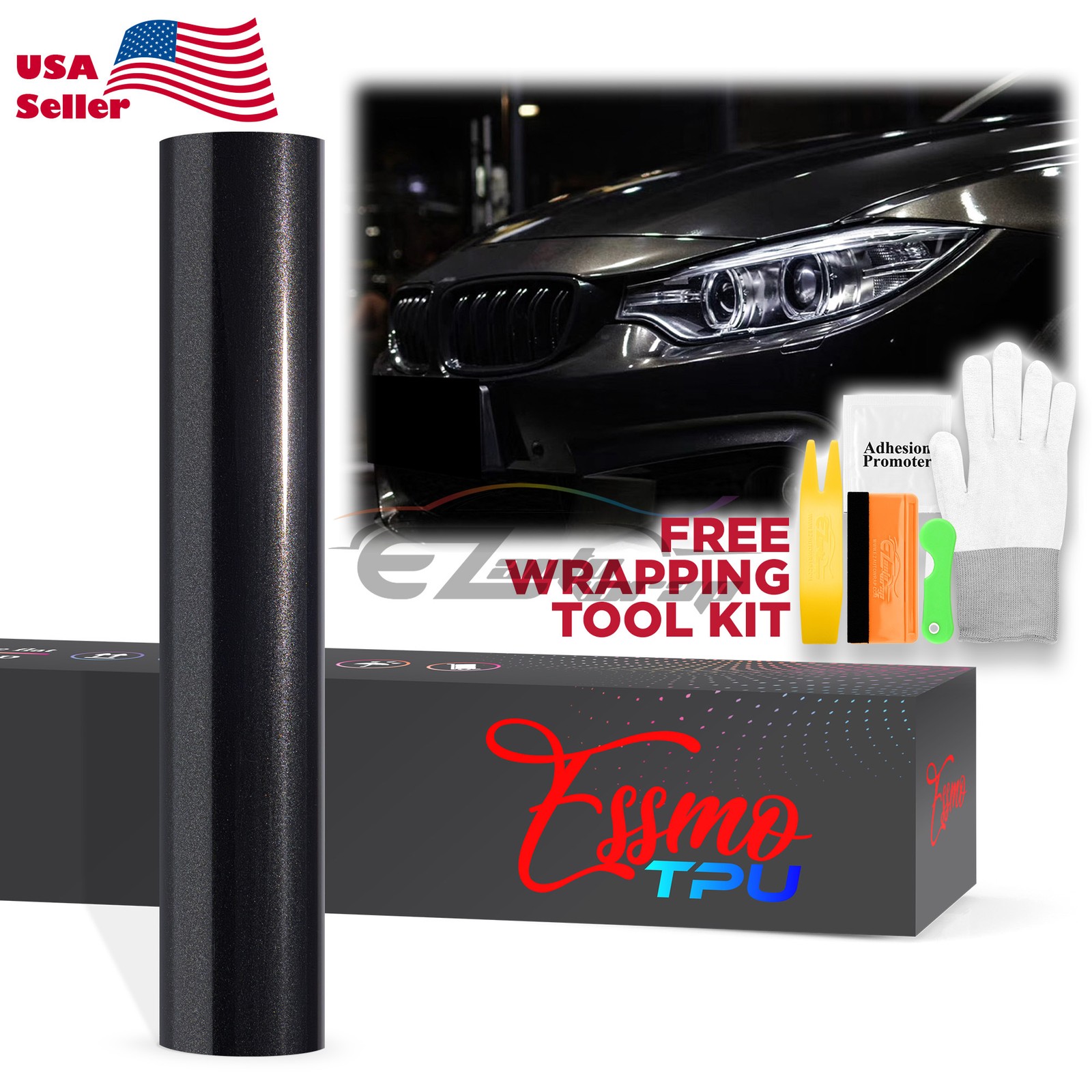 Gloss Metallic Graphite Gray PPF TPU Paint Protection Film Dry Wet Vinyl Wrap