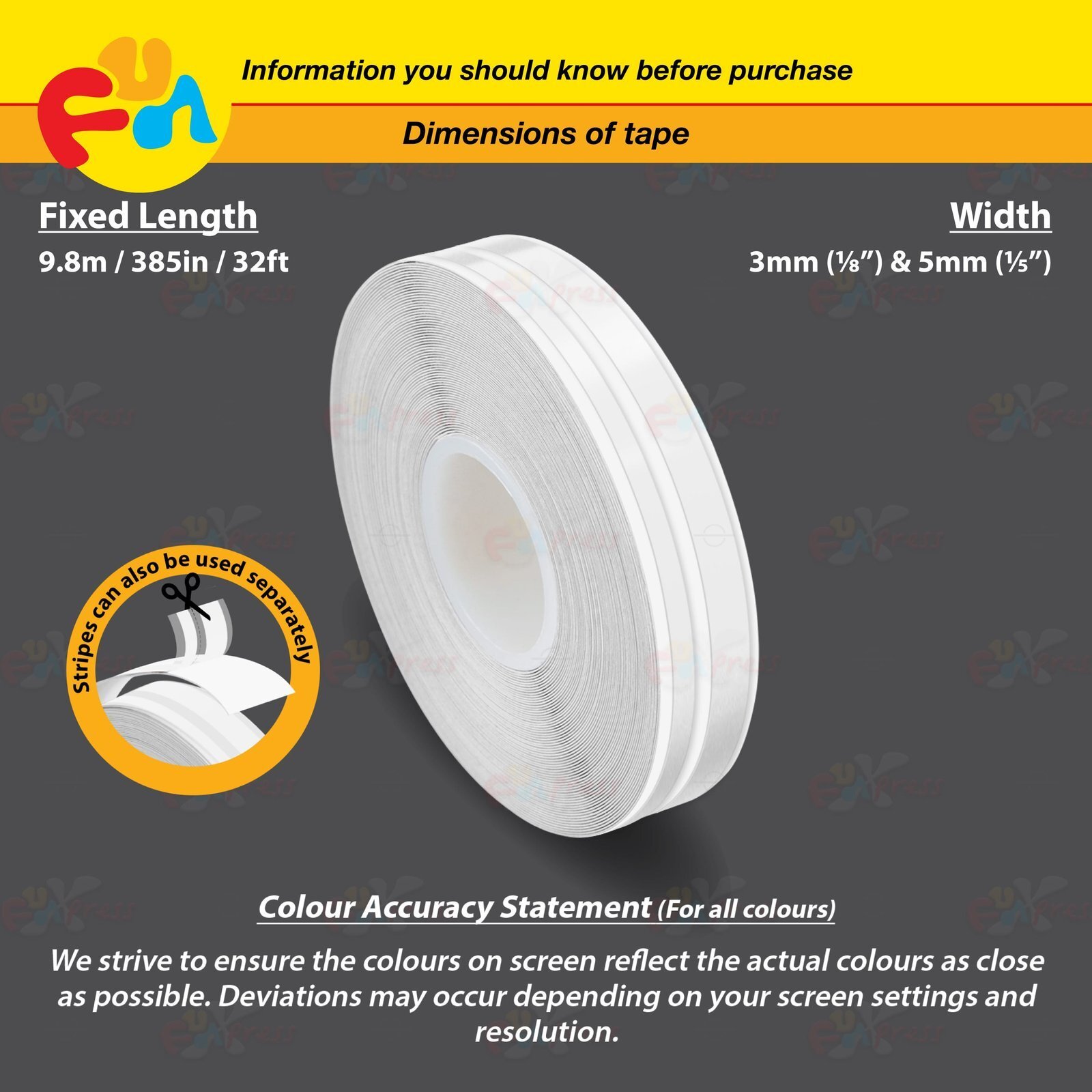WHITE 15mm 9/16″ Roll PinStripe PinStriping Double Lines Tape Vinyl Car STICKER