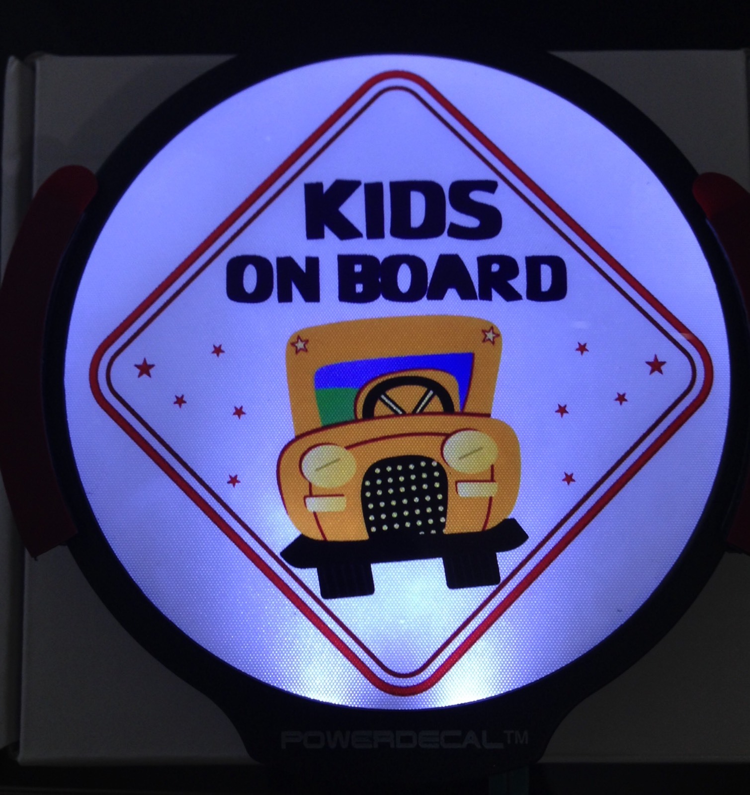 Kids On Board Light Up Decal Powerdecal LED Motion Sensing Auto Decal