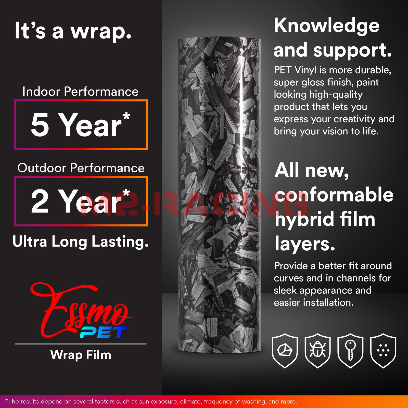 ESSMO PET Marble Forged Gloss Carbon Fiber Vehicle Vinyl Wrap Decal Sticker Film