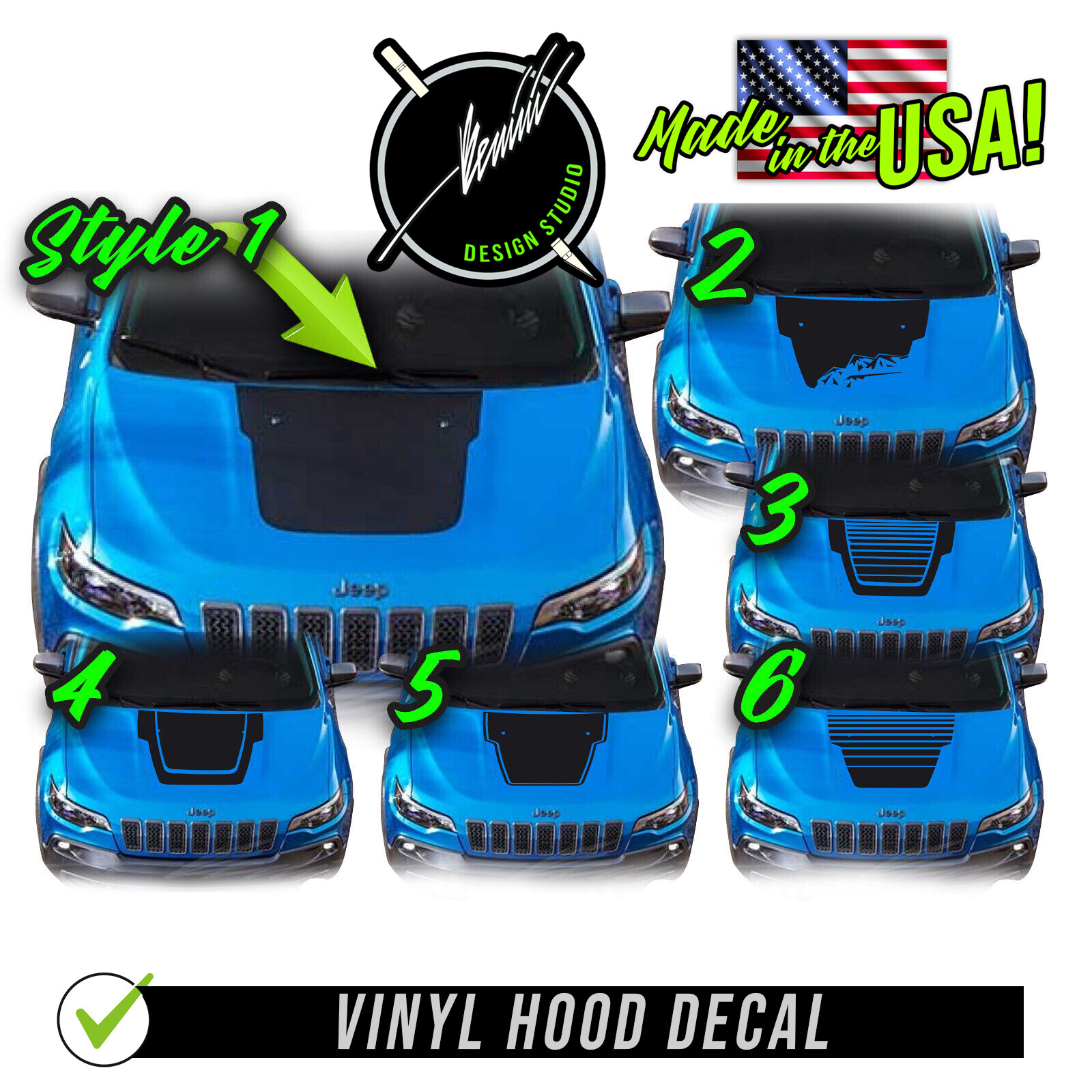 Vinyl Hood Racing Stripes Decal Blackout FIT 2014-2023 Jeep Cherokee