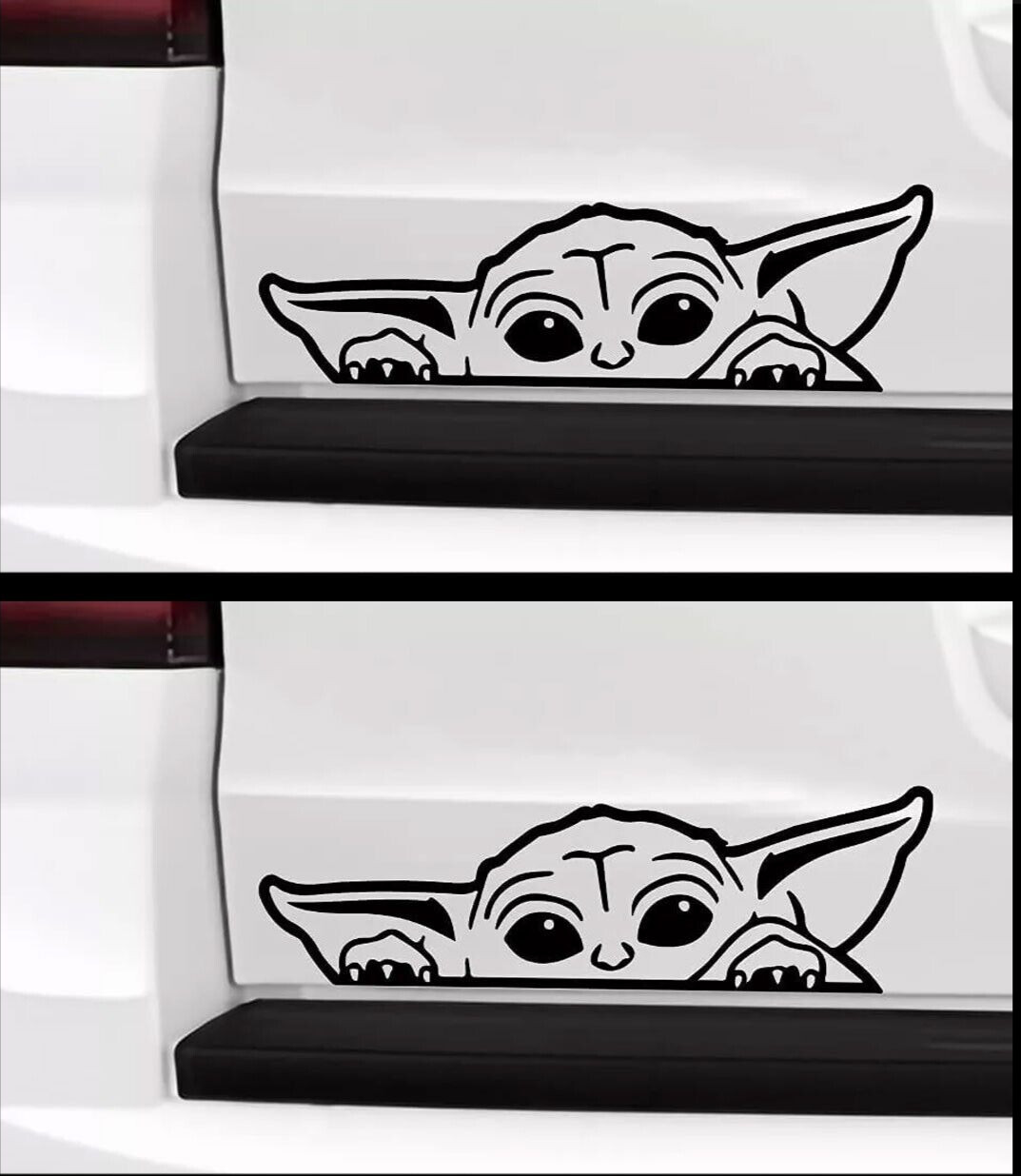 Baby Yoda Peeking – TWO 7″ Black Vinyl Decals Car Window Bumper Door
