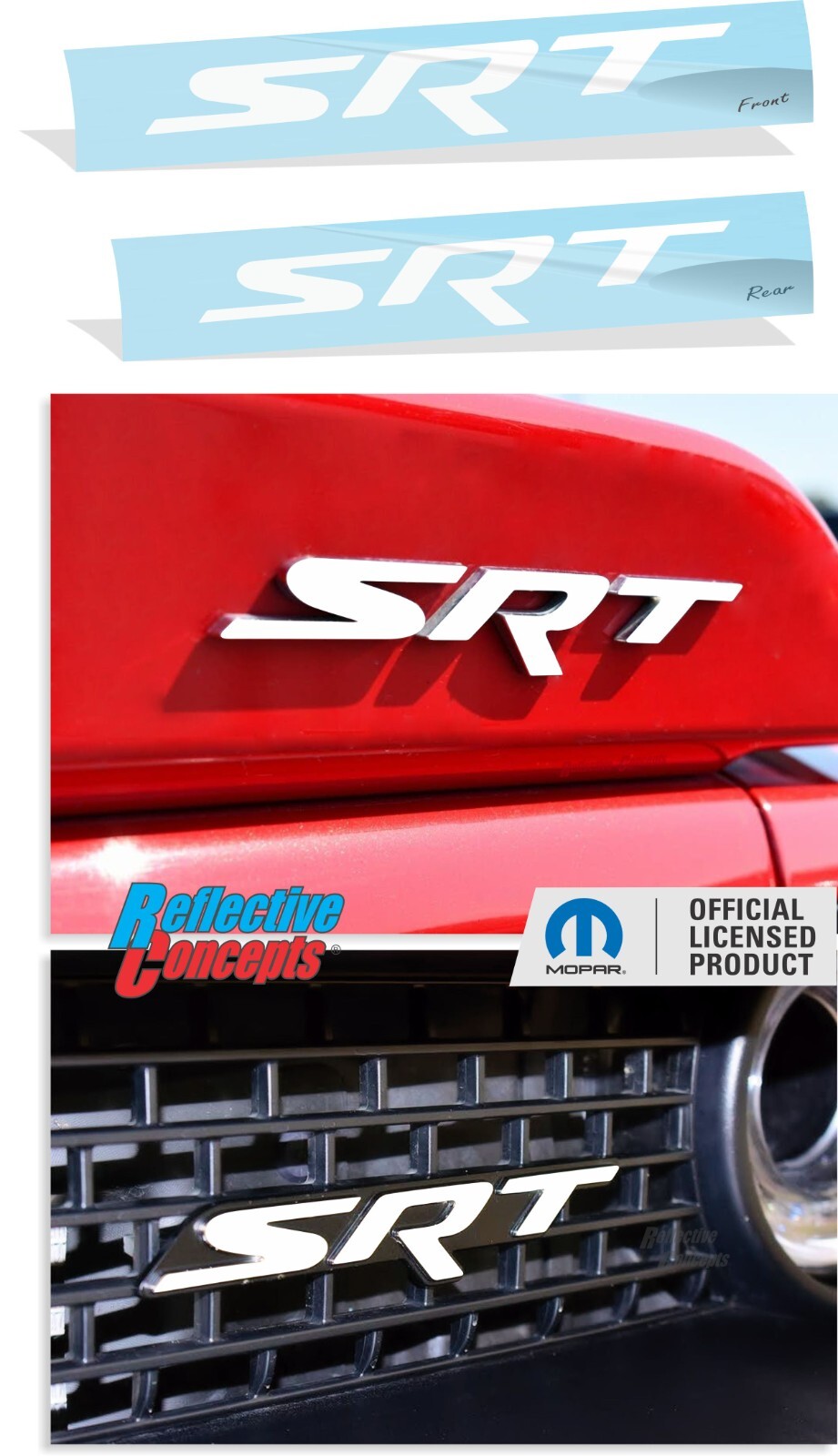 SRT Front Rear Emblem Overlay Decals Stickers – 2015-2016 Challenger SRT HELLCAT