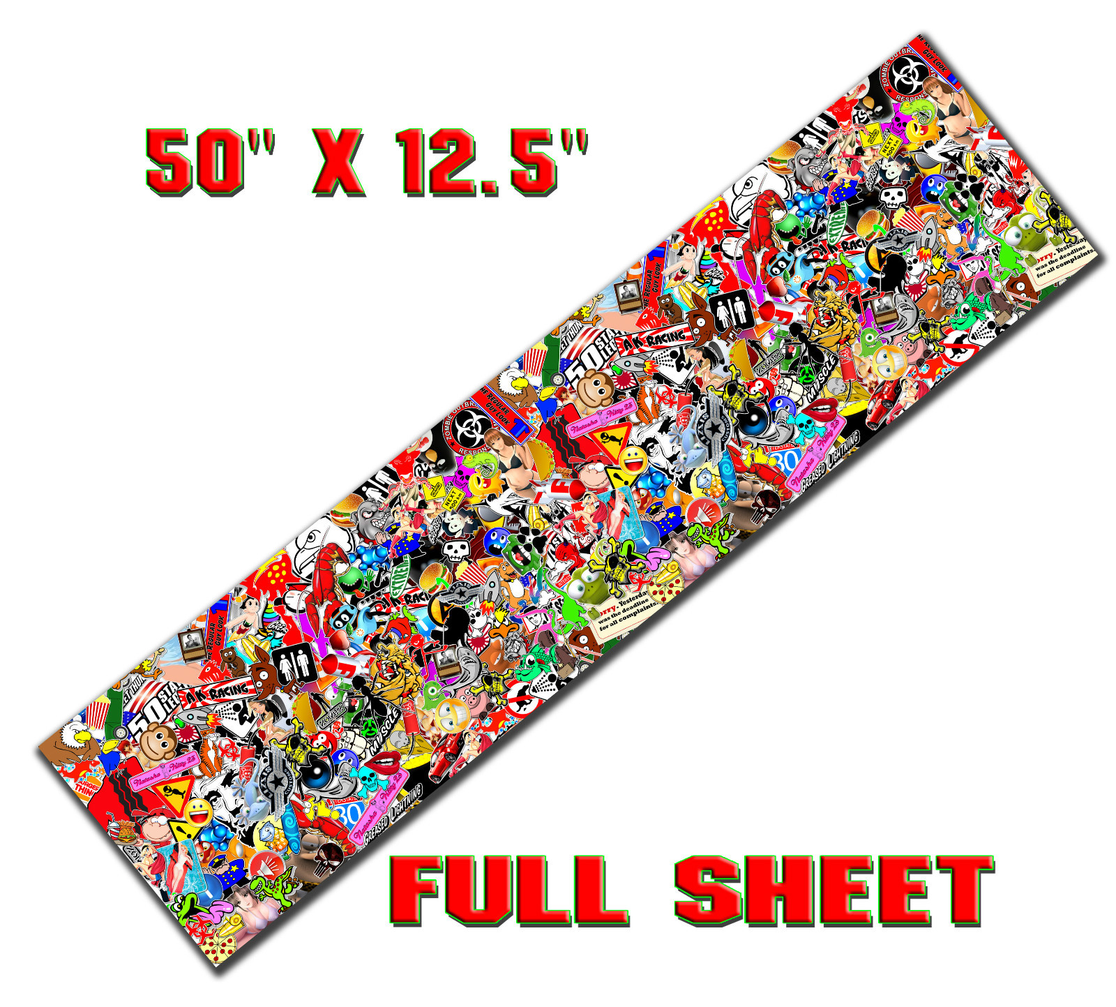 1 STICKER BOMB SHEET LONG.. JDM HONDA DECAL 50″ x 12.5″ EACH 3M WRAP VINYL GLOSS