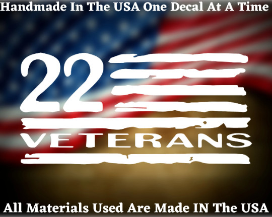 22 A Day Veterans Suicide Awareness Flag Decal USA Seller