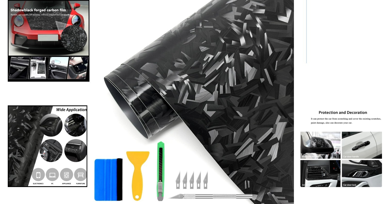 High-Quality Forged Carbon Fiber Vinyl Wrap for Cars, 1FT x 5FT – Easy Install