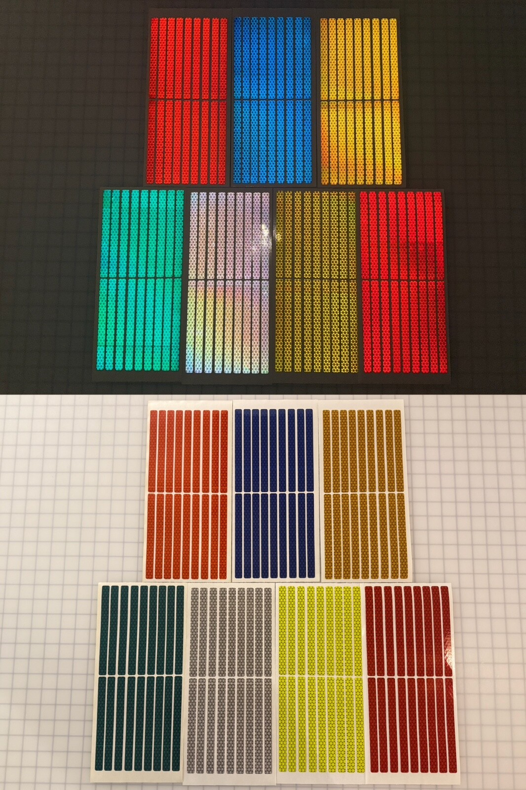 18 Reflective 0.5″ x 6″ Prismatic Strips Oralite V98 (750+ Candelas) Stickers