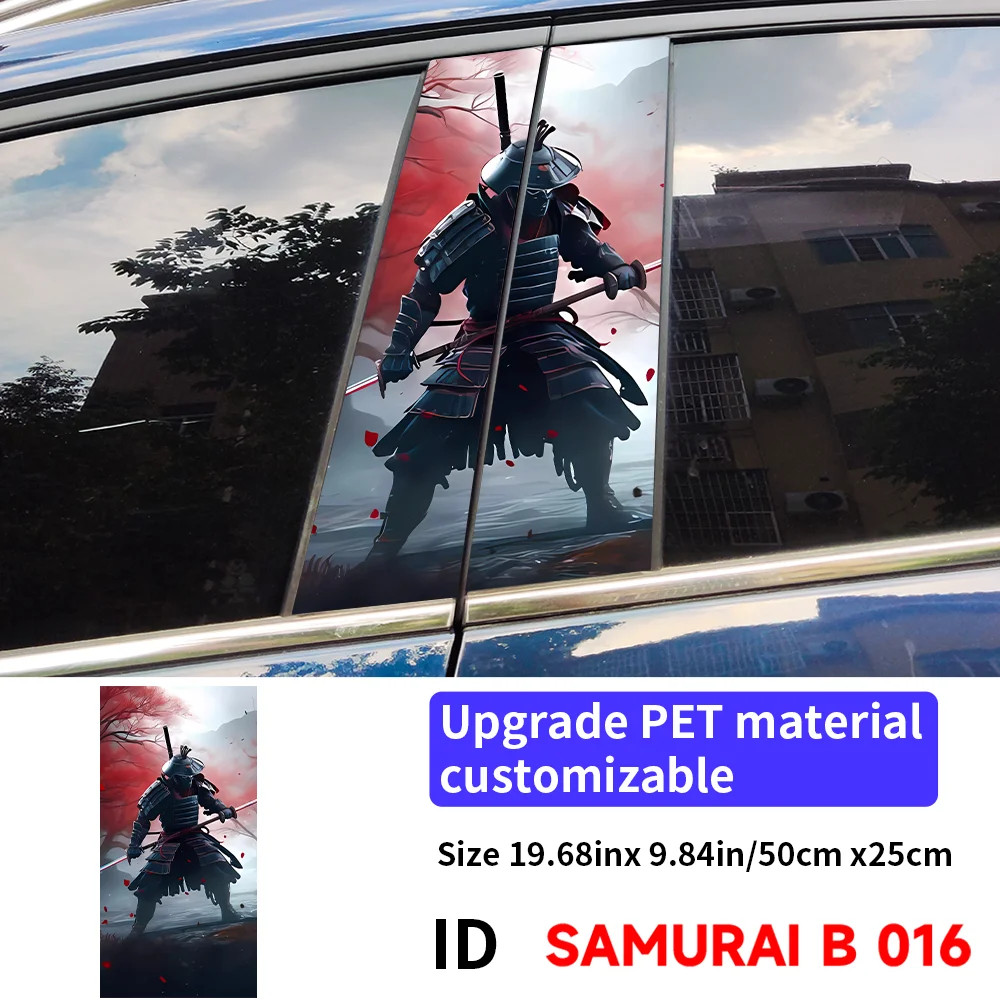 2PCS Warrior Samurai Car B Pillar Waterproof Sunscreen Decor Cover Scratches
