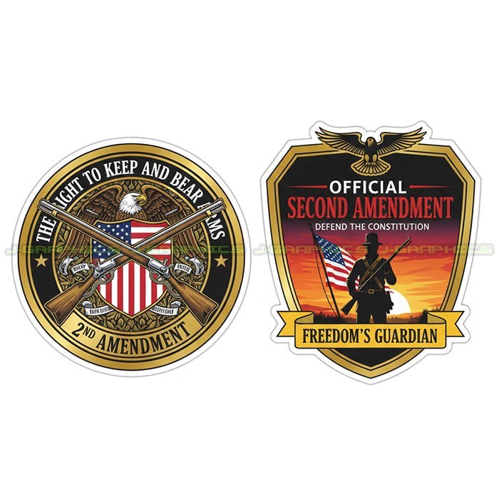 2nd Amendment Sticker Decal American Rights Gun Helmet Motorcycle Car 2 pack J