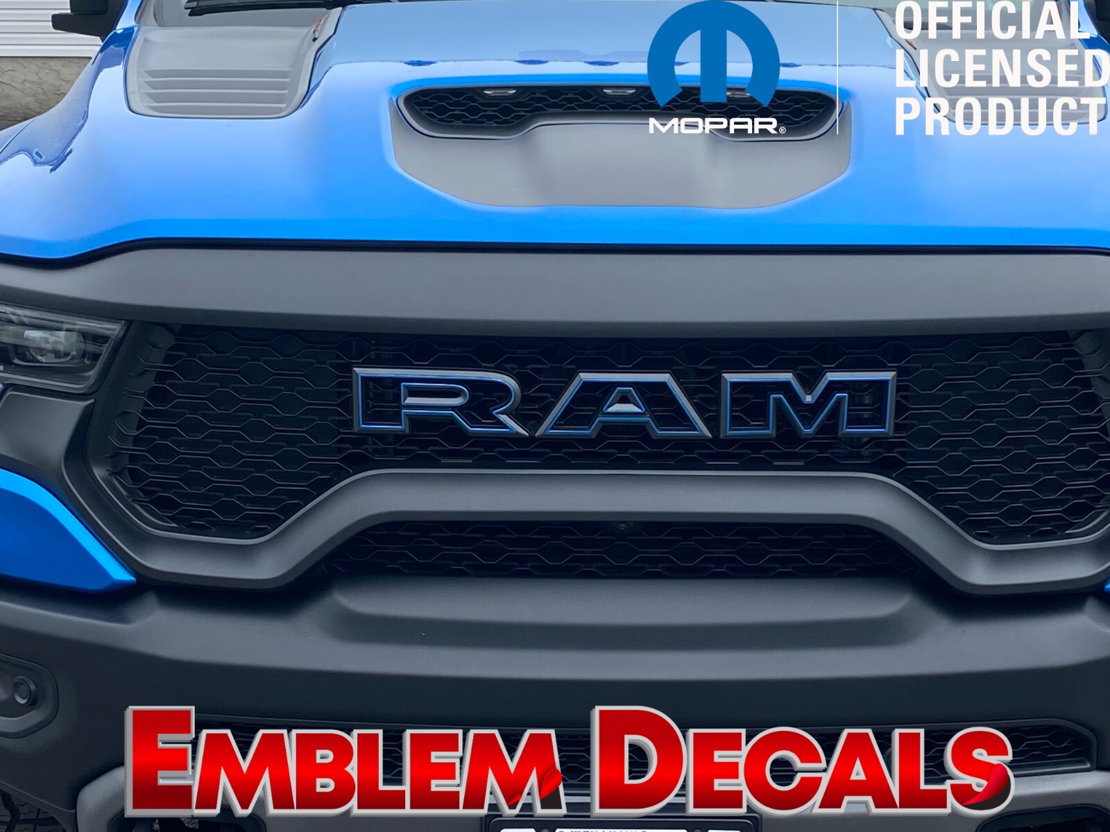 Ram 1500 TRX Grill ” R A M ” Emblem Overlay Decal 2021 2022 2023 2024