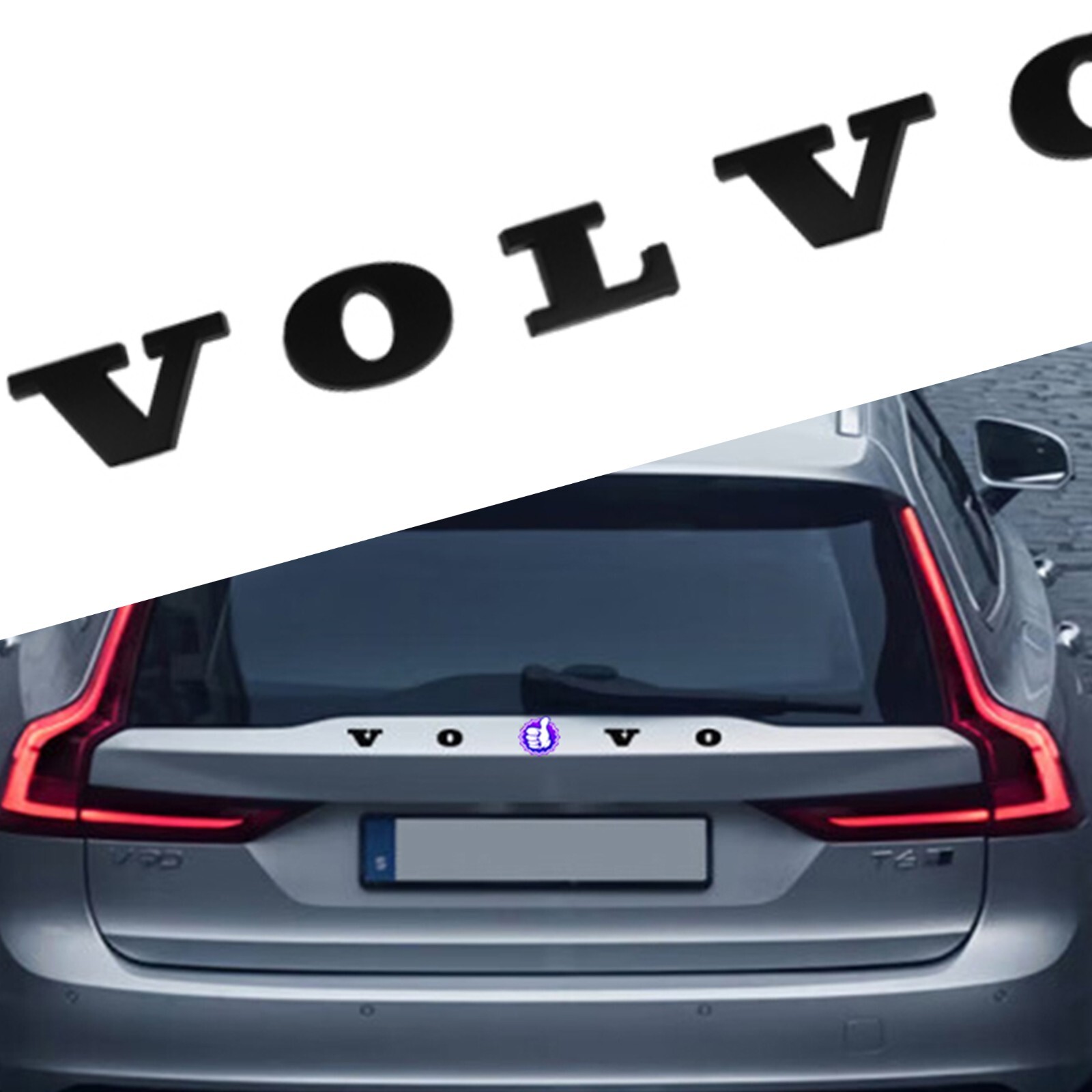 1PC Rear Trunk Lid Letter Badge Nameplate Emblem Sport Fit For Volvo Matte Black