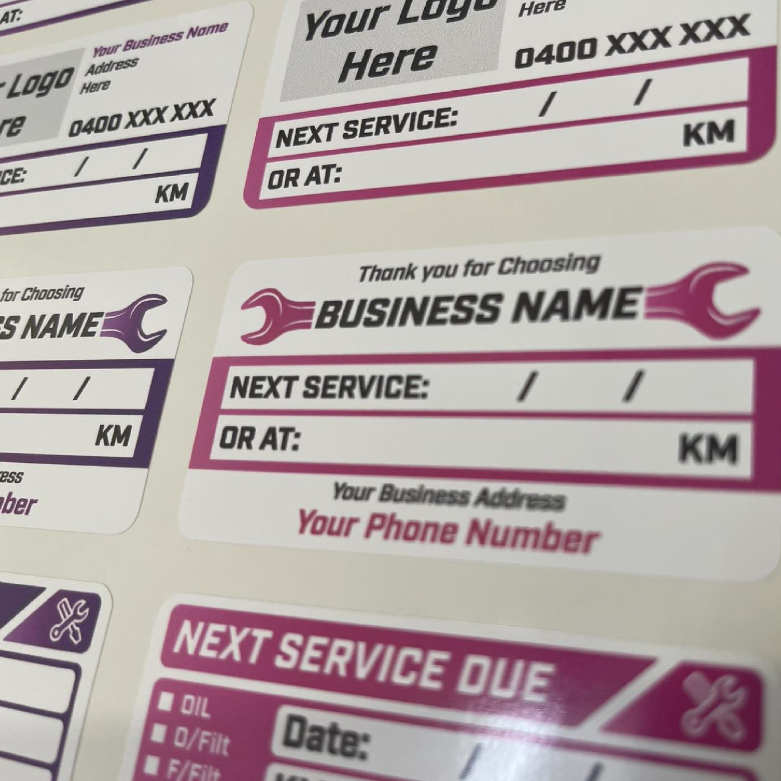 100 x Next Service Due Label Sticker 75x40mm – Printed Decal Car Boat 4×4