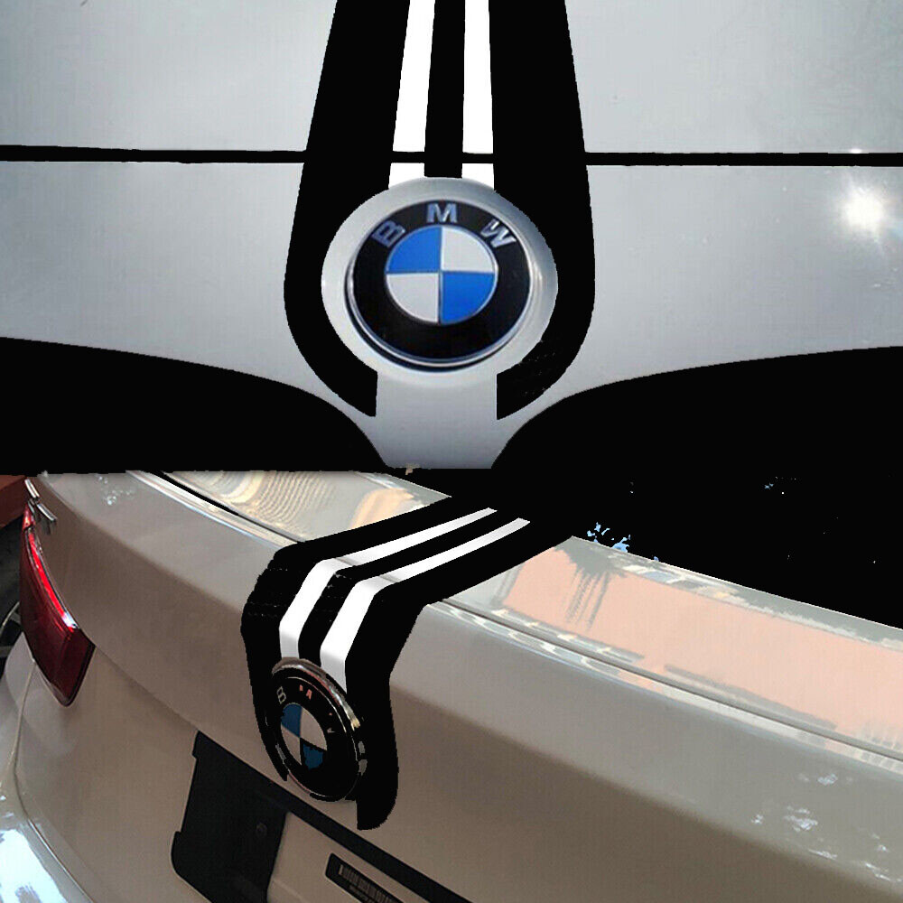 For BMW 1 3 4 5 X3 X5 X6 M3 M4 M5 M6 Black Bumper Bonnet Rear Trunk Decals 2Pcs