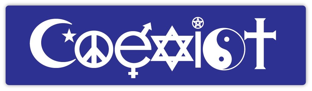 Coexist blue sticker decal 8″ x 2″