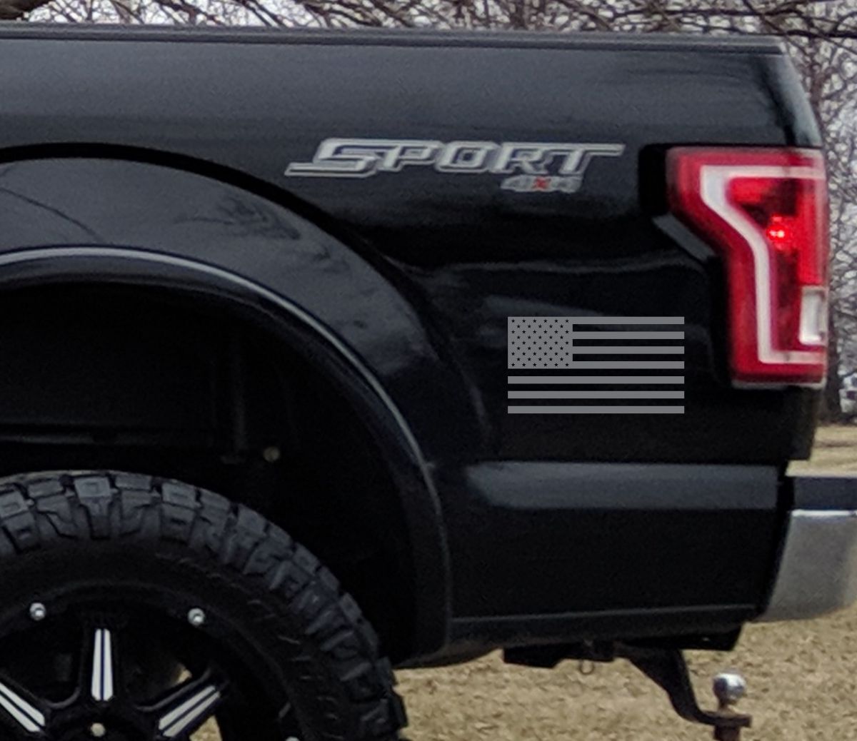 Bedside Rear Quarter American Flag Stickers Decals Flags / Fits: F150 Trucks