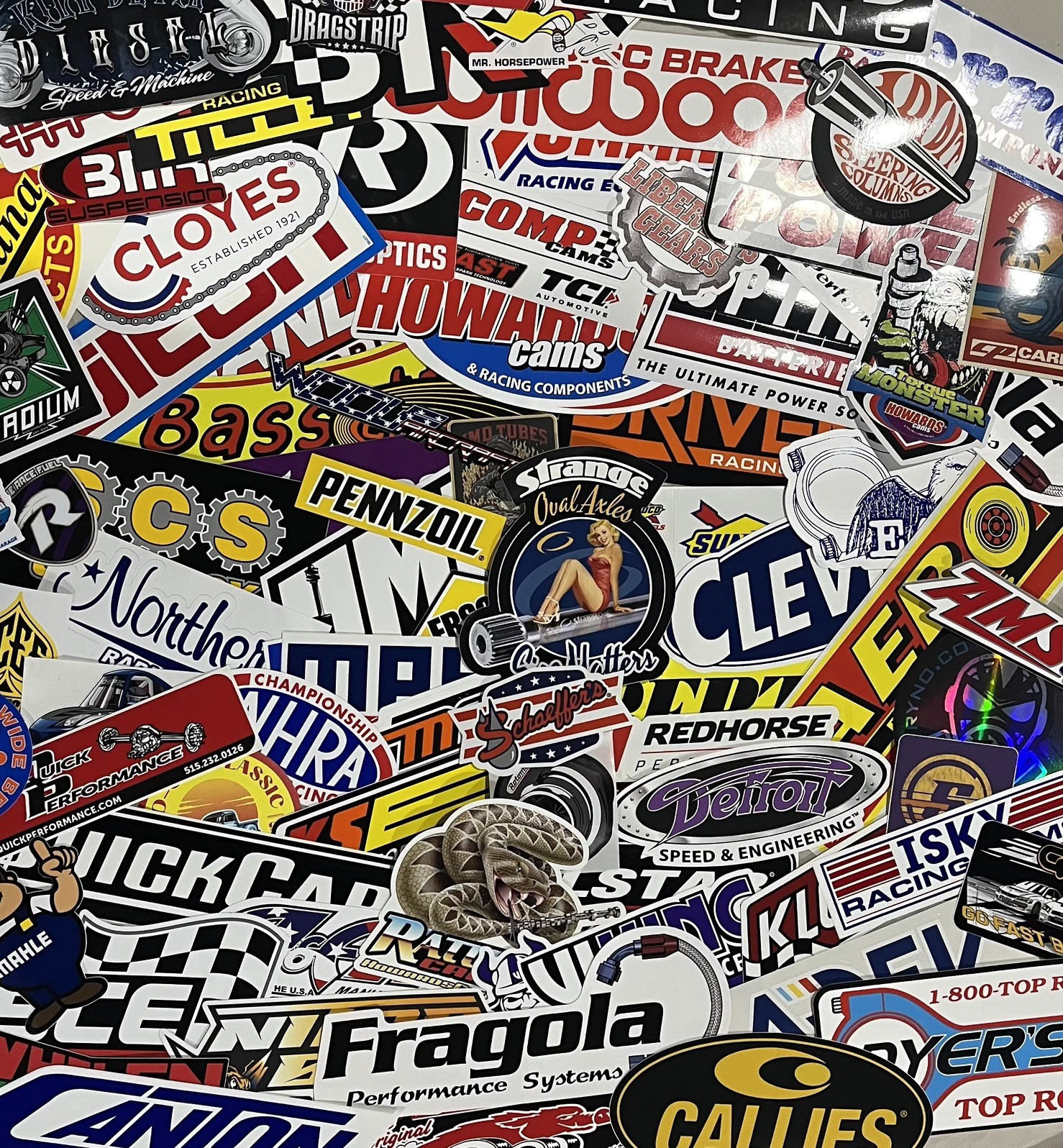 Large Lot 50+ Racing Decals Stickers NHRA Nascar Chevy Ford Mopar Grab Bag!!!!