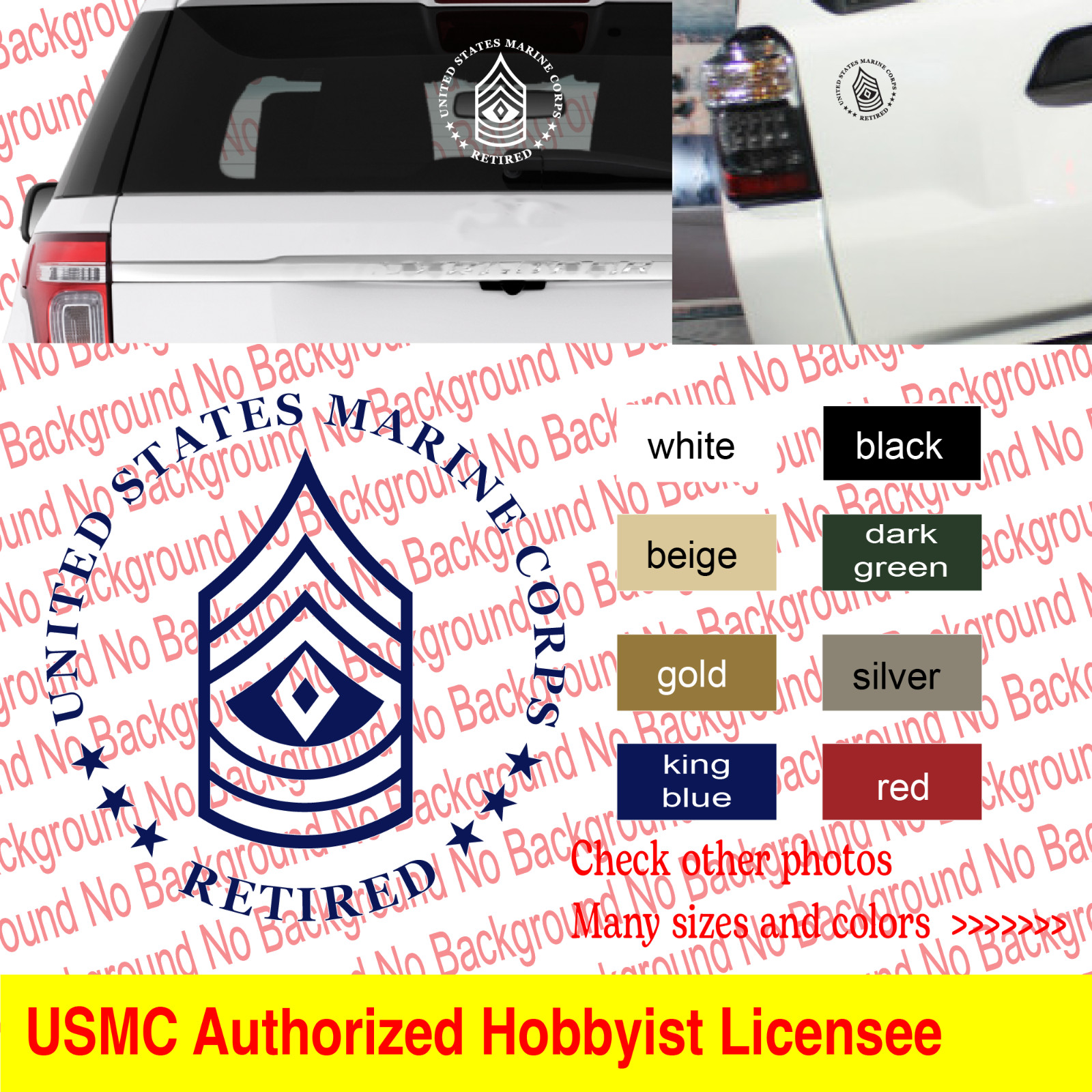 USMC First SERGEANT 1st SGT E8 RETIRED Vinyl Decal Die Cut Sticker RANK AY91R