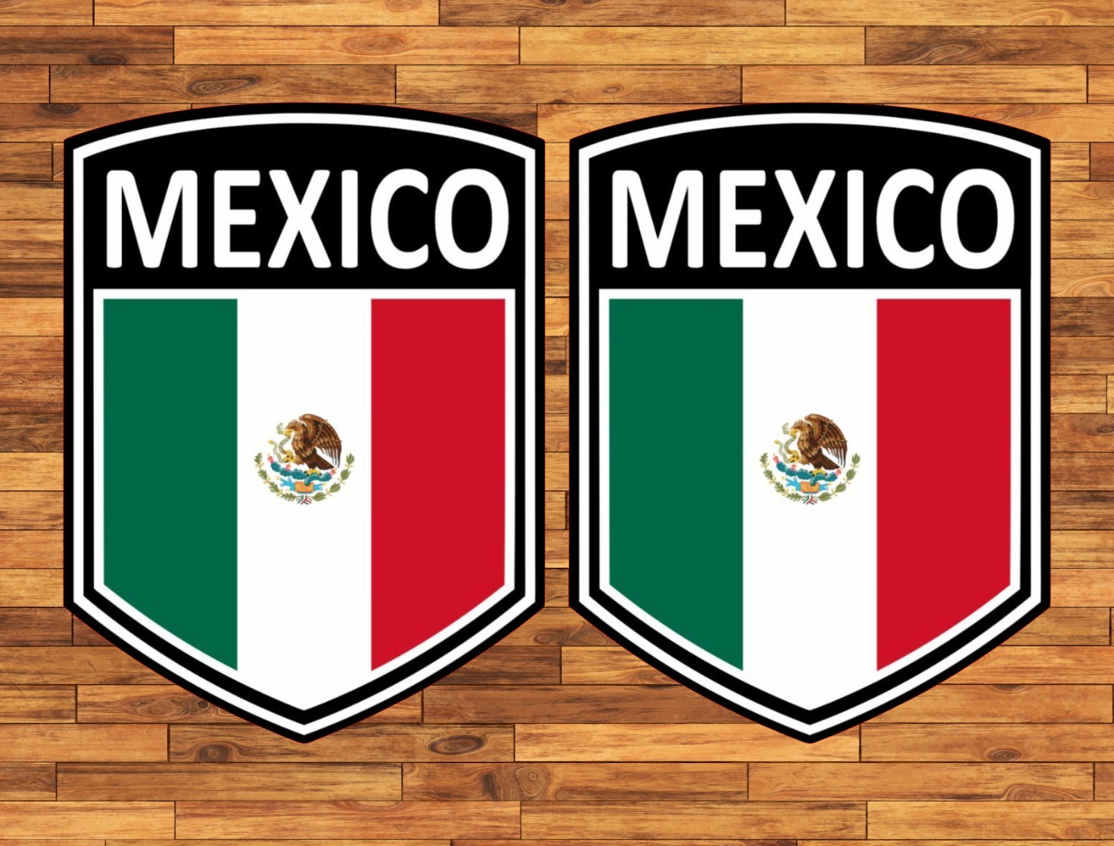 Mexico Shield Decal Water Proof UV Safe Glossy Vinyl Decals / Stickers x2
