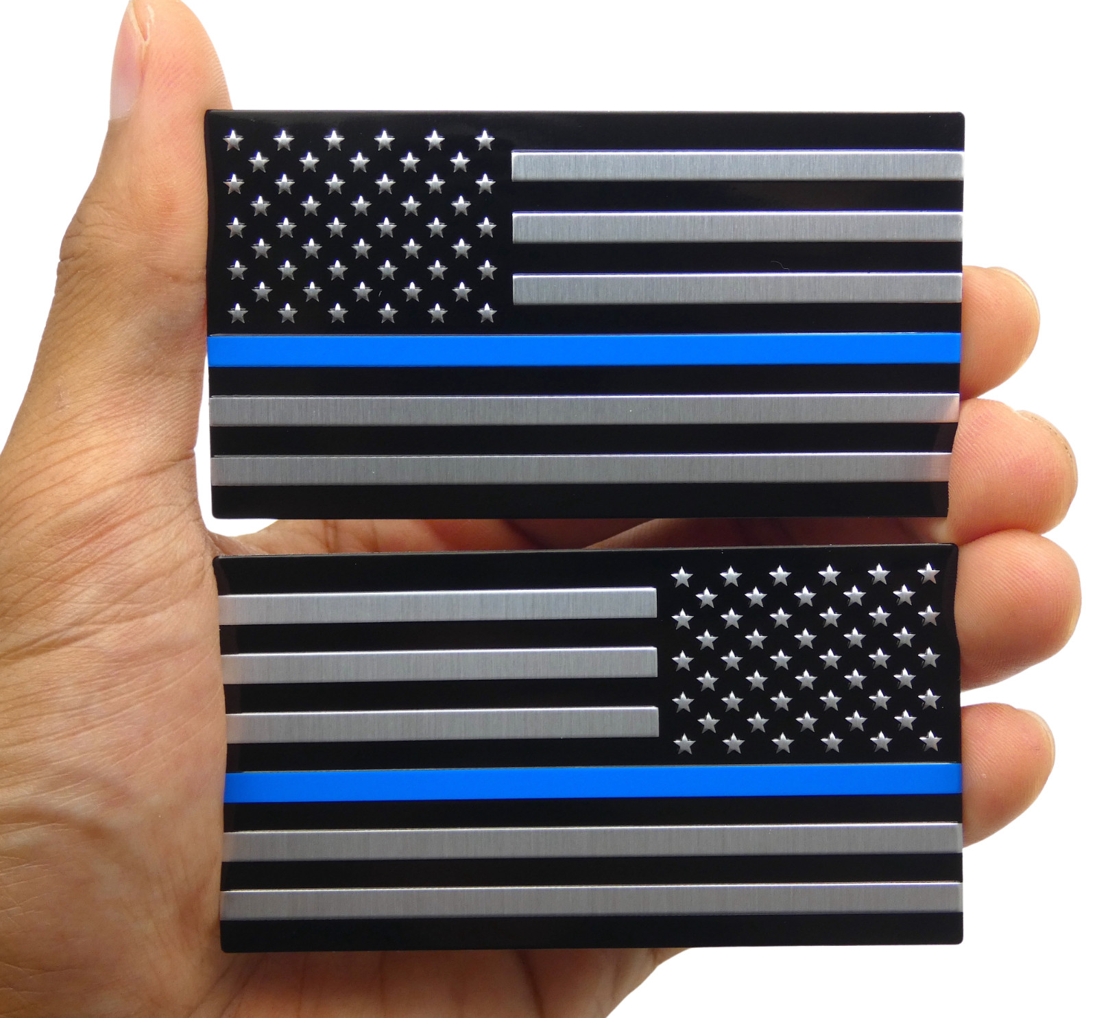 ALUMINUM Thin Blue Line Flag Decal Sticker Support Law Enforcement Police MIRROR