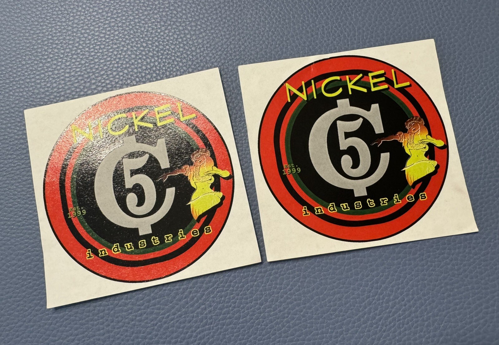 Lot 2 NICKEL INDUSTRIES COLORFUL Rare Glossy STICKER UNKNOWN ORIGIN Ephemera