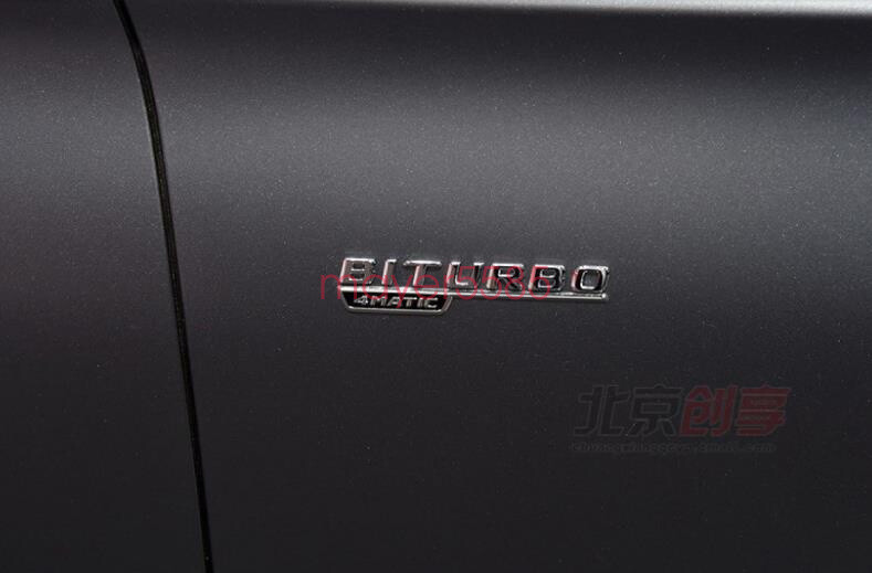 4pcs Chrome E43 AMG BITURBO 4 MATIC Trunk Emblem Badge Sticker for Mercedes Benz