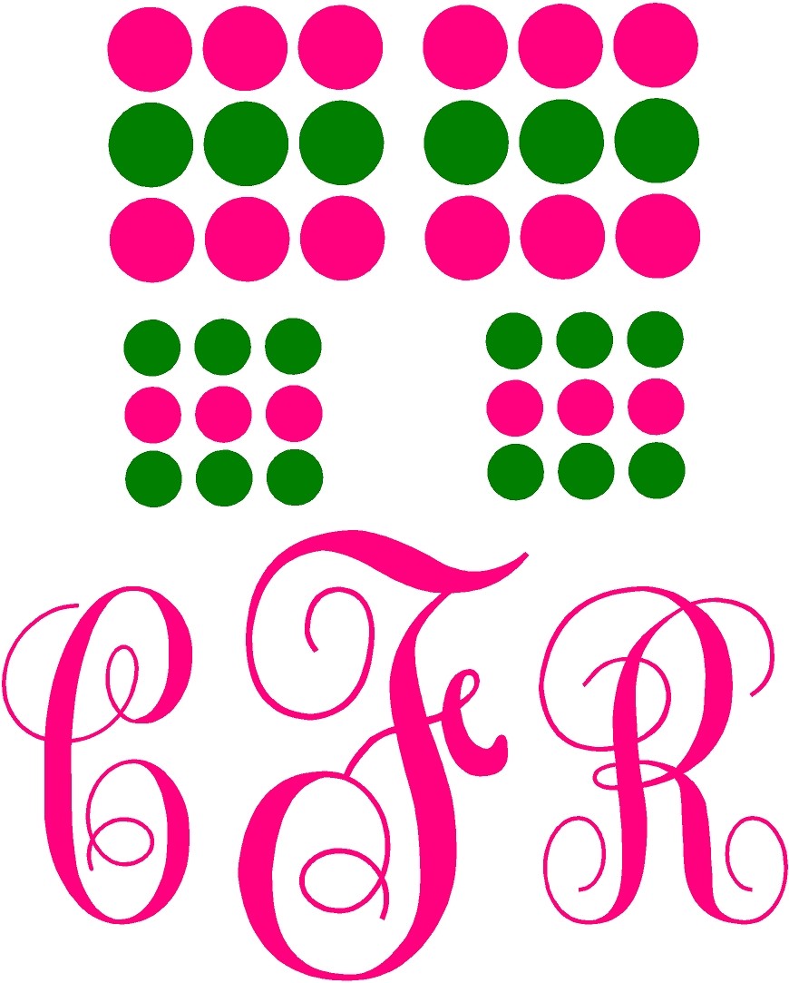 INITIALS with sheet of 30 dots Script Decal Letters Car Window Personalized