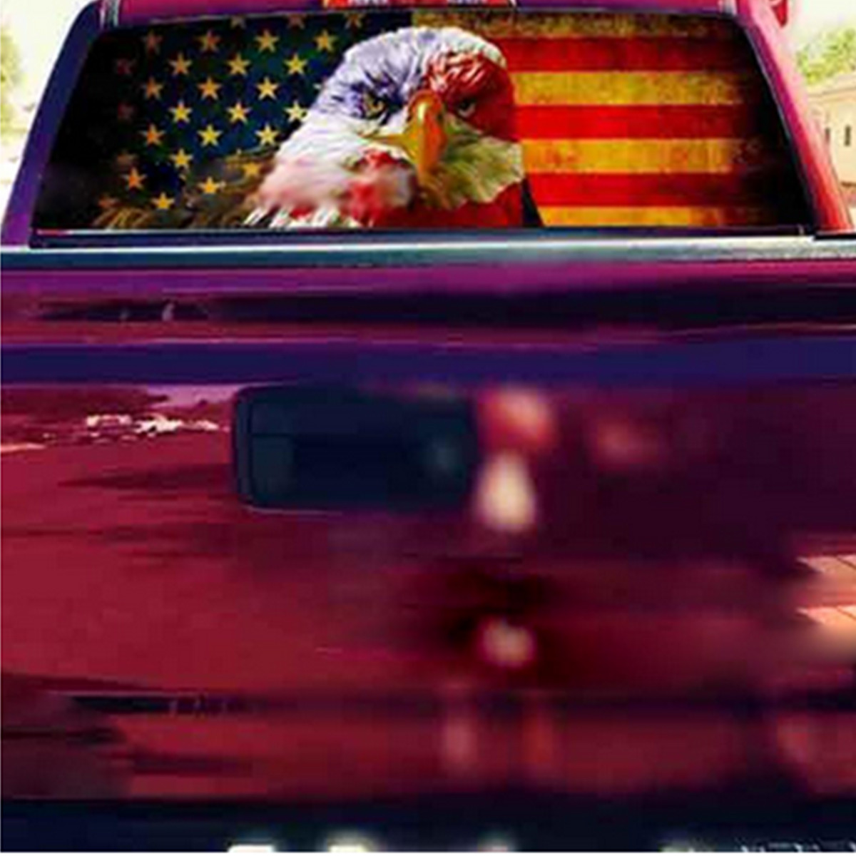 Rear Window Sticker American Flag Pattern Decal 135X36CM Fit For Dodge Ram 1500