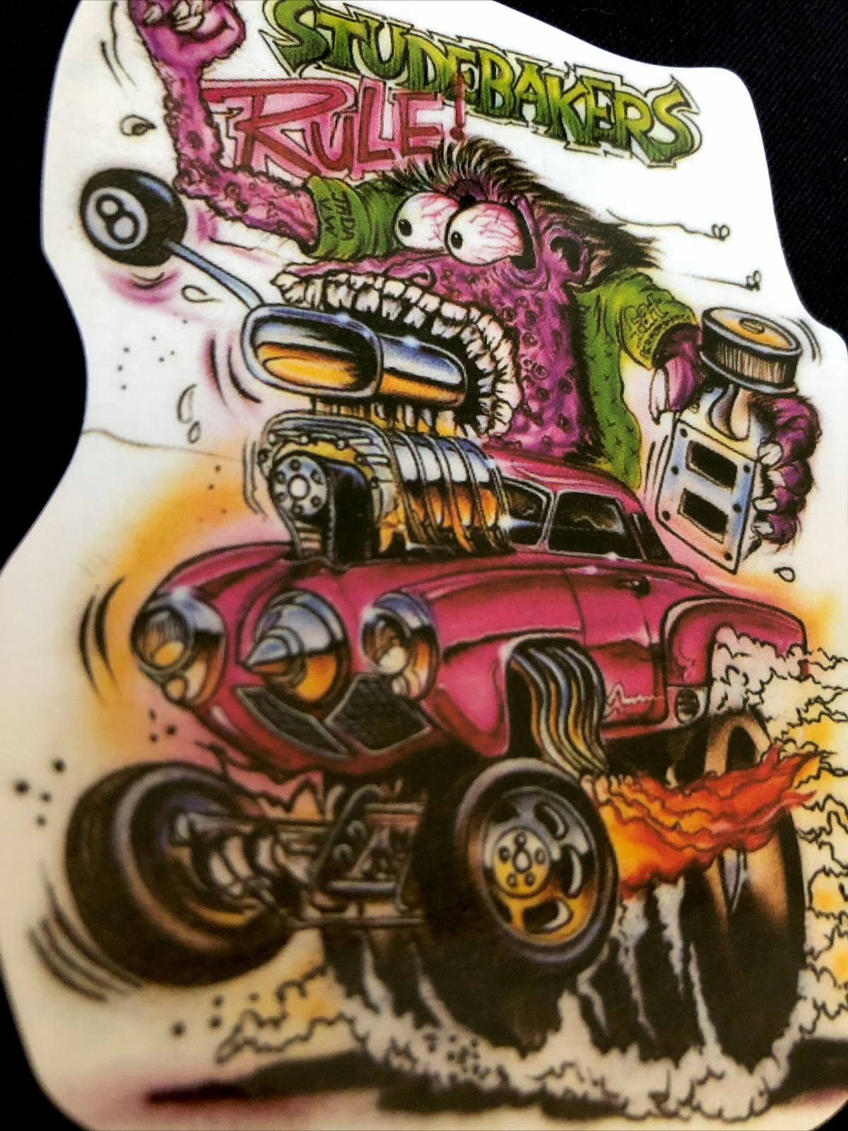 HOT ROD STICKER“HOT PINK STUDEBAKERS RULE” 2 3/4 X 4“AMAZING LOOKING STICKER!!!