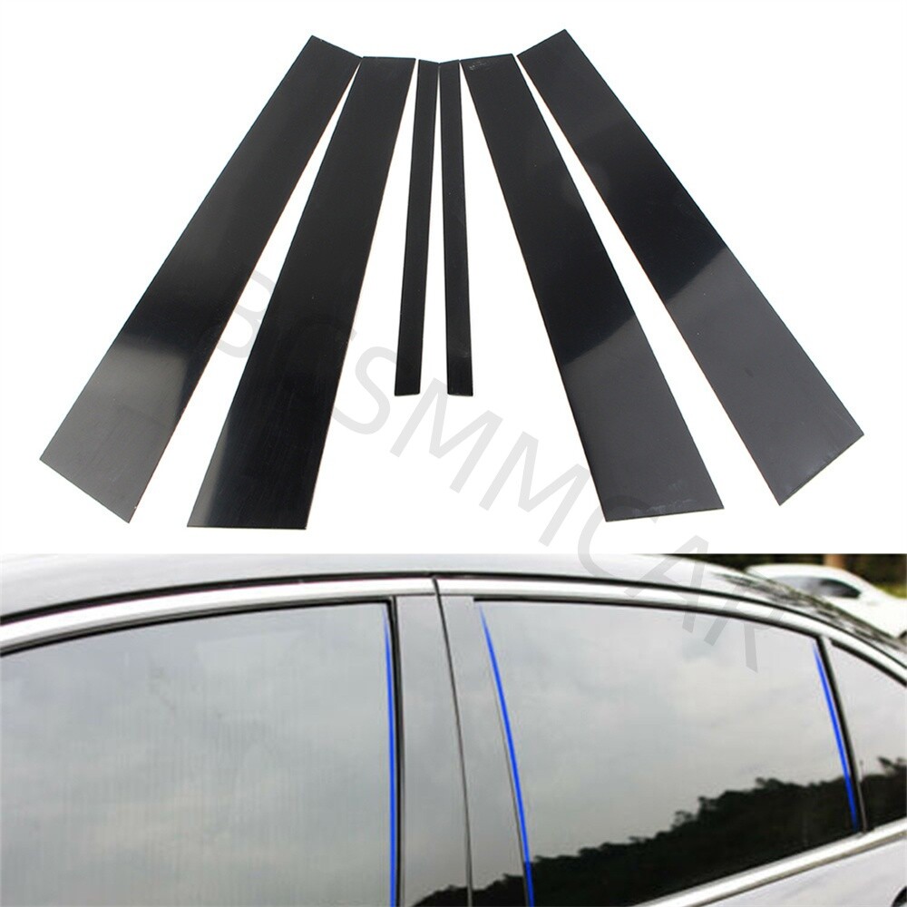 Glossy Black Car Side Pillar Posts Stickers Door Window Cover Decor Accessories