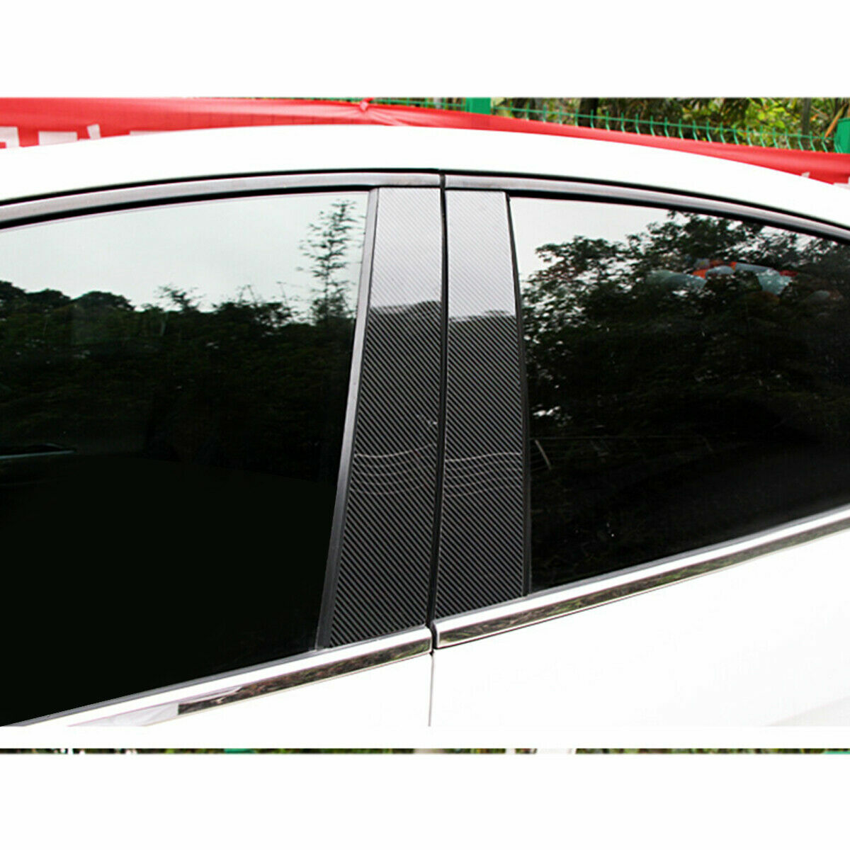 5D Carbon Fiber Texture Vinyl Car Exterior Pillar Post Door Window Sticker Trim