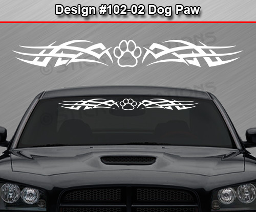 102-02 DOG PAW PRINT Windshield Decal Window Sticker Vinyl Graphic Dog Lover