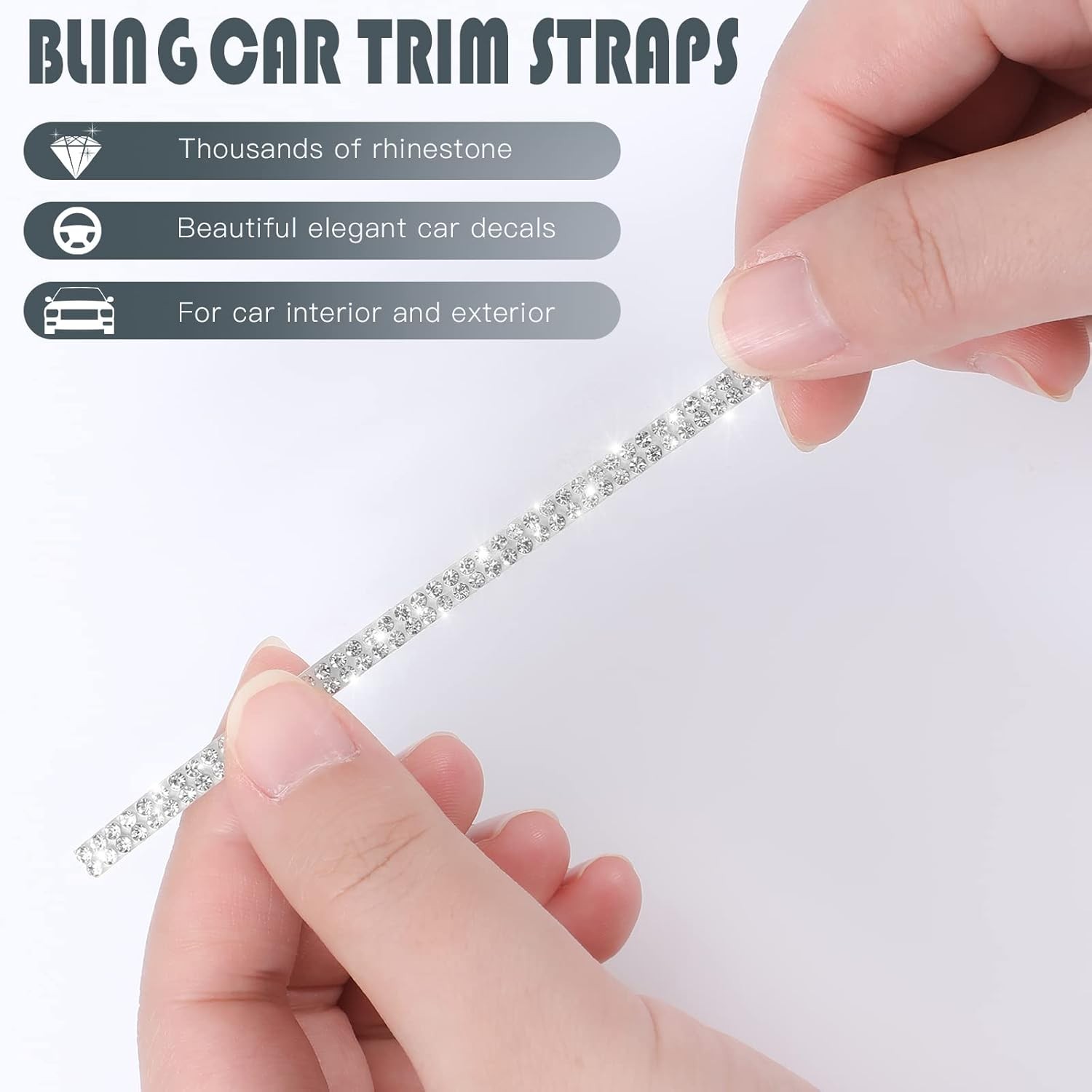 32.8Ft Bling Car Trim Self Adhesive Glitter Crystal Rhinestone Car Interior