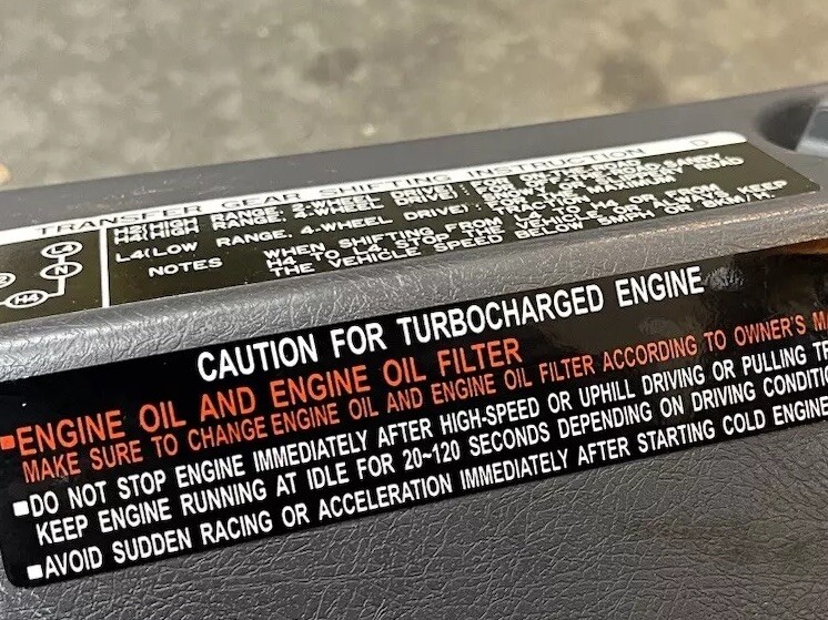 85,86,87,88 Toyota Pickup Truck,4runner Turbo Warning Label Decal Sticker 22rte