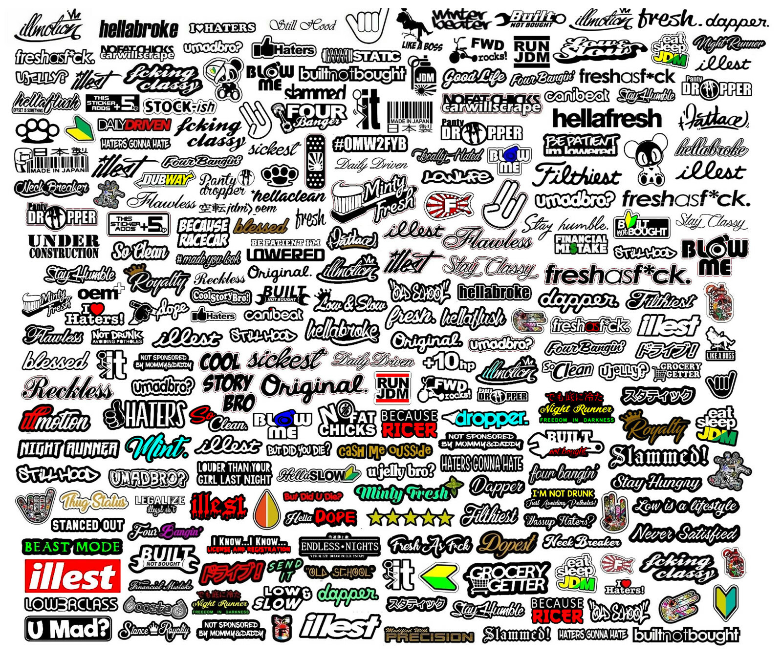 200 Random JDM Laptop Skateboard Stickers Bomb Luggage Vinyl Decals Sticker