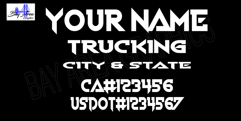 TRUCK DOOR COMMERCIAL DECALS CUSTOM SAME STYLE TEXT & DOT OUTDOOR VINYL X2