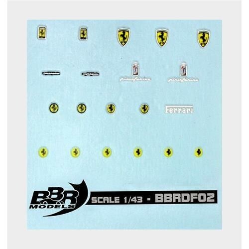 Ferrari Decals High Quality W/ Threads of Real Chrome x 1 by BBR Models BBRDF02