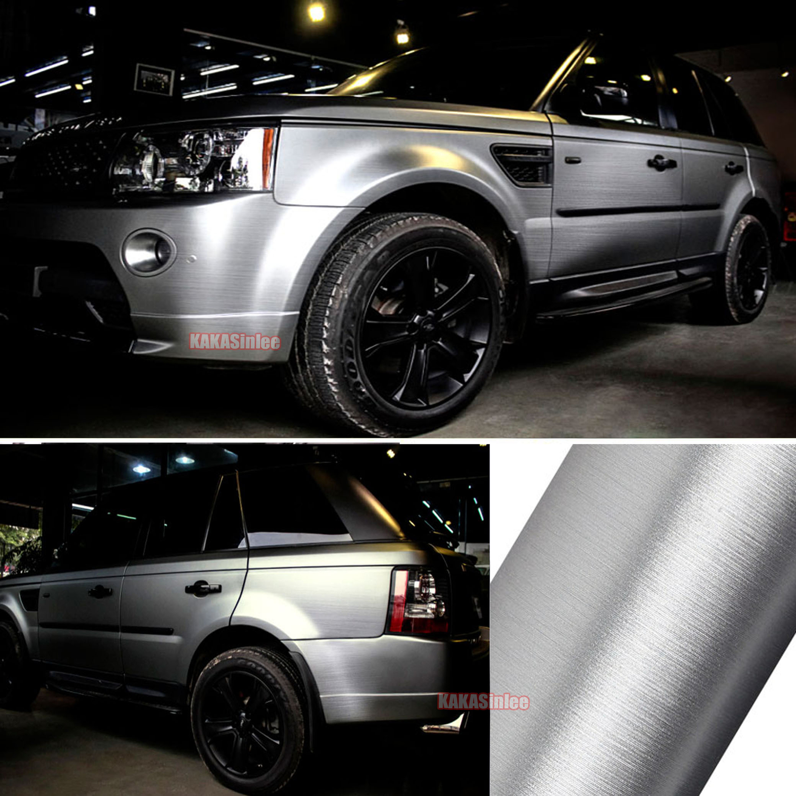 Air Release Silver Car Matte Chrome Satin 3D Brushed Metal Vinyl Wrap Sticker AB