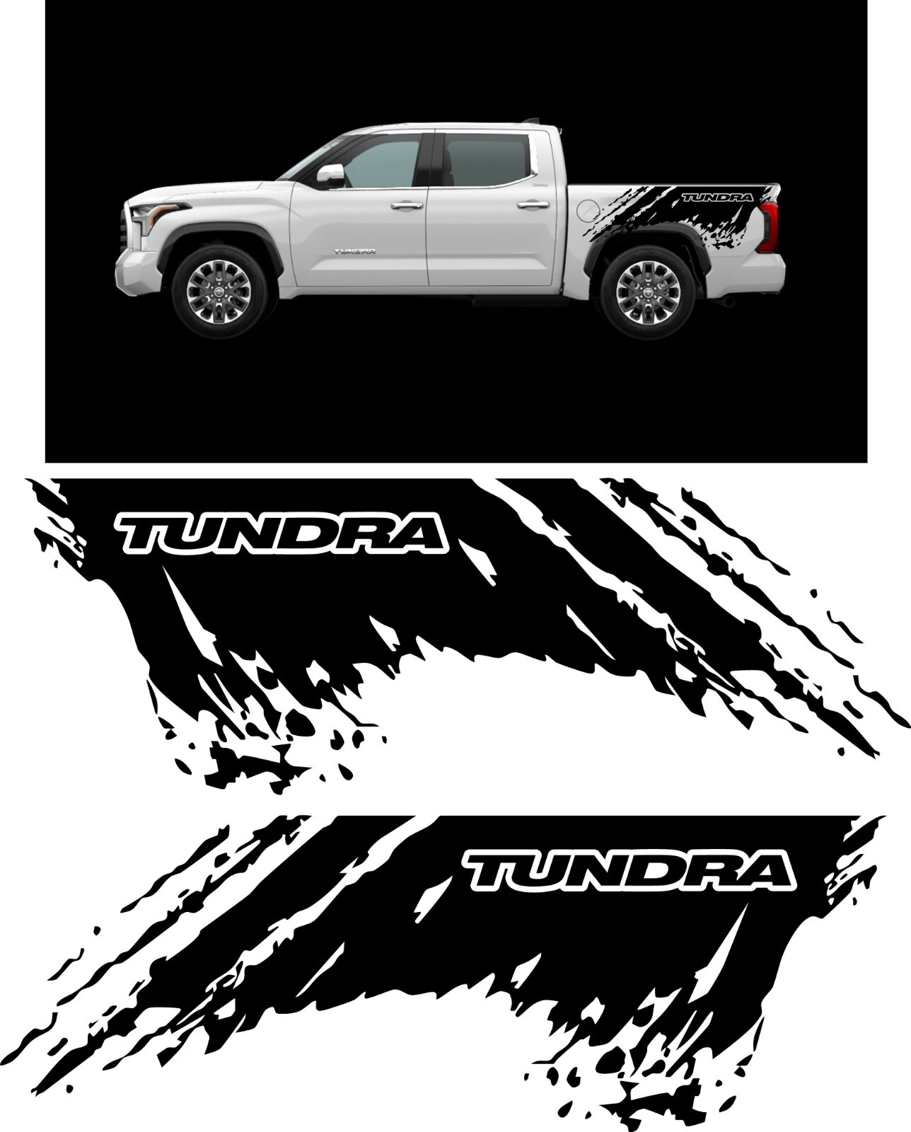 Bedside Racing Stripe Graphic Mud Splash COMPATIBLE WITH Toyota Tundra. X2