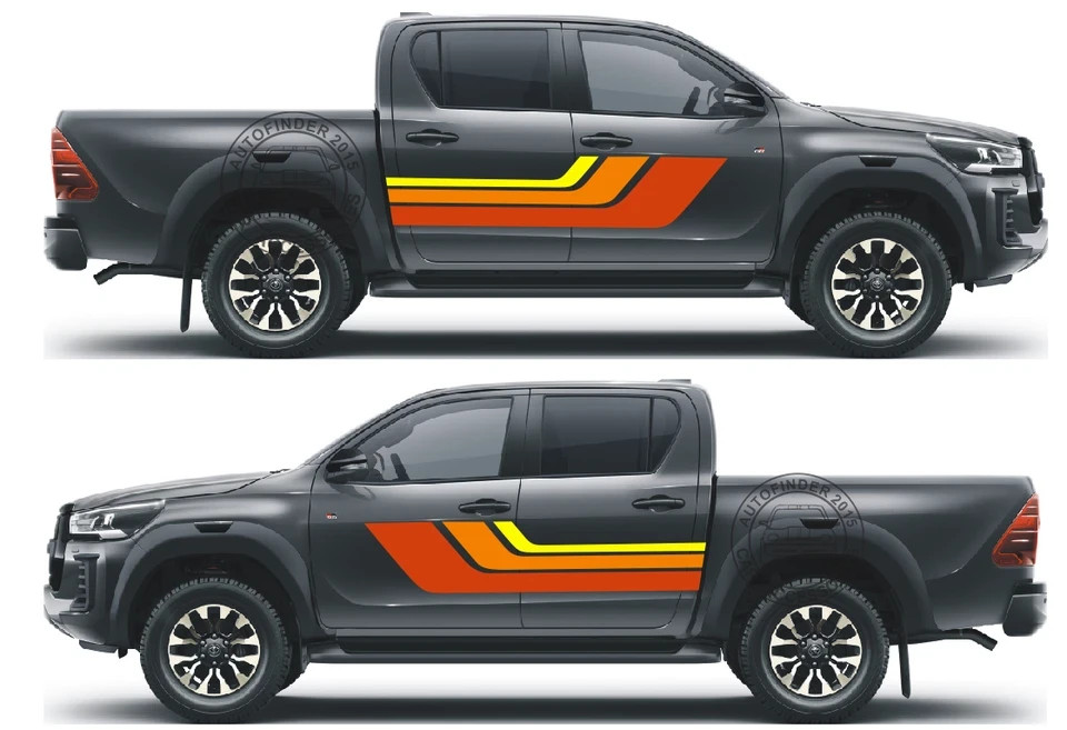 2 PCS Graphics Car Sticker For Toyota Hilux Side Door Racing Stripes Vinyl Decal