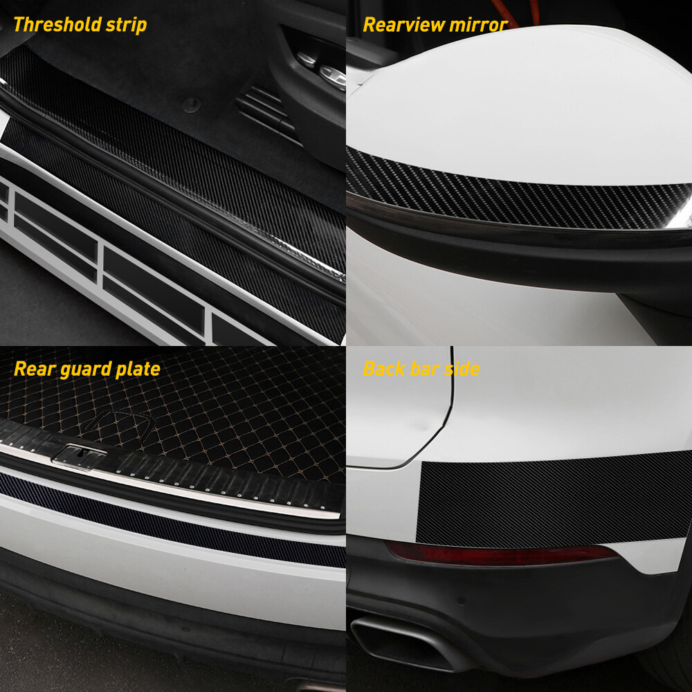 10ft Carbon Fiber Adhesive Tape Car Door Sill Protector Strip Anti Scratch Scuff