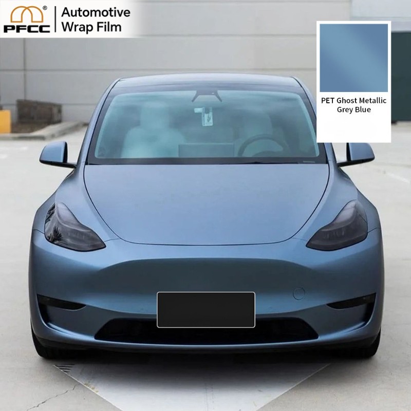 5ft x 50ft PET Car Wrap Vinyl Matte Grey Blue Air Release Bubble Free Full Roll