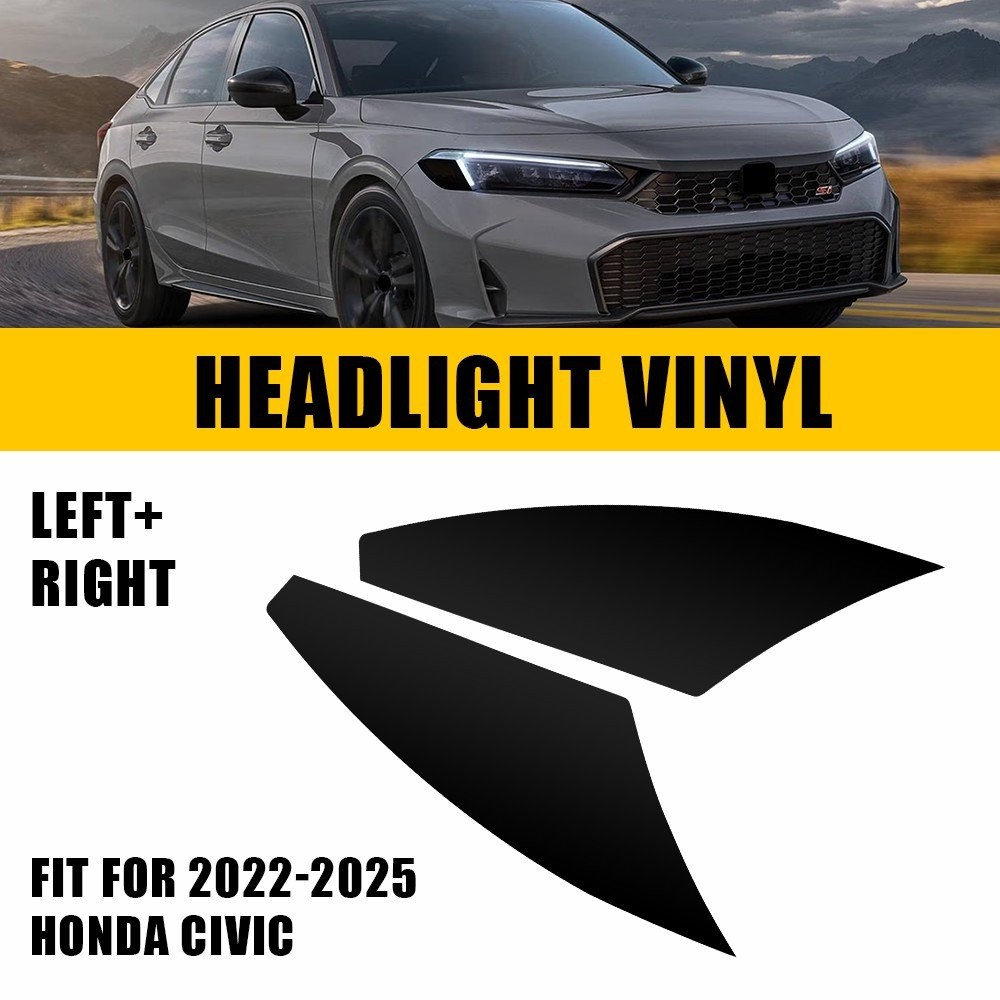 For 2022-2025 Honda Civic Headlight Side Marker Vinyl Overlay Tint Decals Black