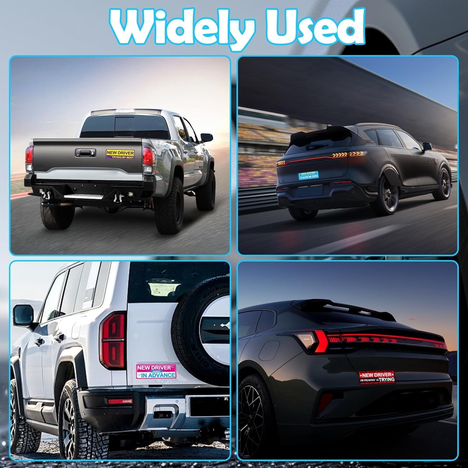 4 Pcs Student Driver Magnetic Car Stickers – Bright Reflective Safety Signs