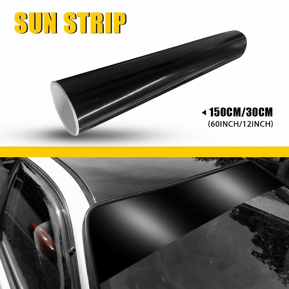 Windshield Decal Black Sun Visor Tint Film Front Window Trim Banner Anti-UV USA