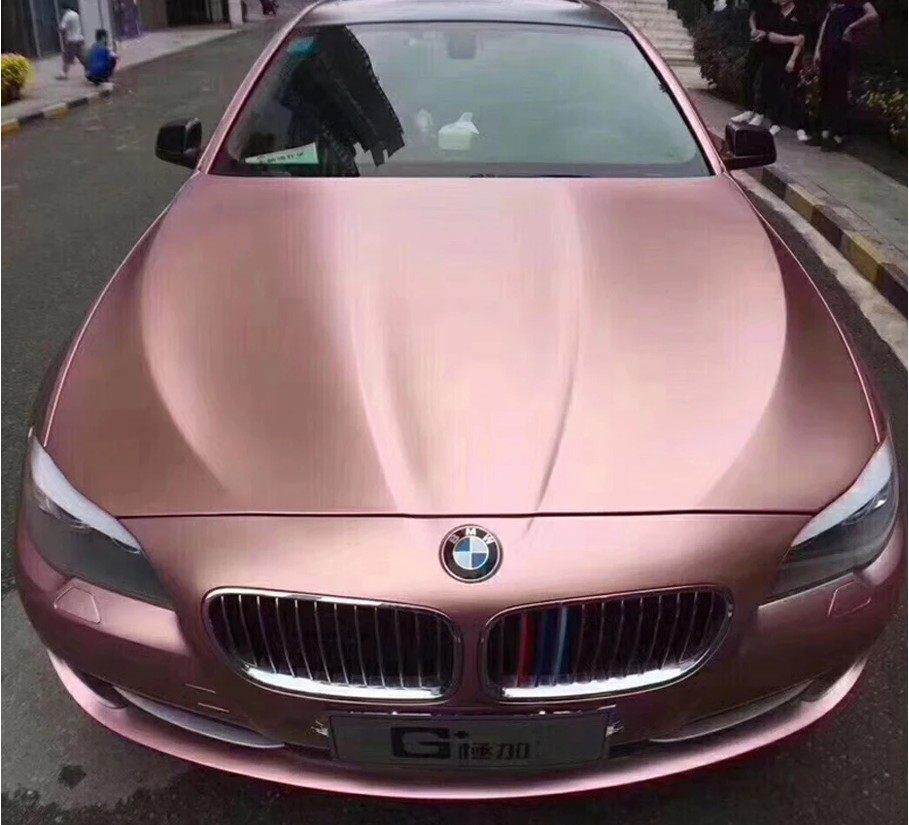 65FT x 5FT Metallic Satin Pearl Chrome Vinyl Wrap Whole Car Sticker Rose Gold