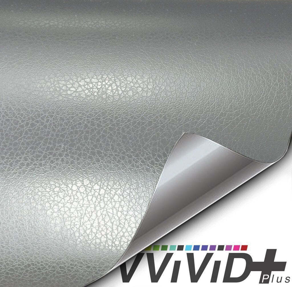 VVivid 2020 Vvivid+ Silver Fine Grain Leather Vinyl Wrap Film | V181