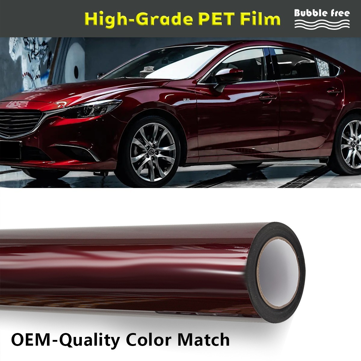5FTx50FT PET Liquid Metallic Dragon Blood Red Vinyl Wrap Self-Adhesive US Stock