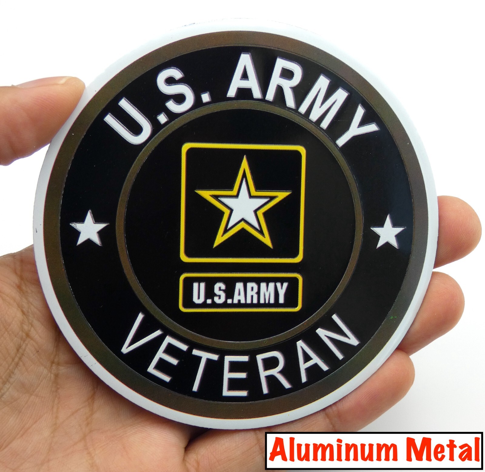 ALUMINUM US Army VETERAN Stickers Military Decals Motorcycle, Car Emblem 3.5″