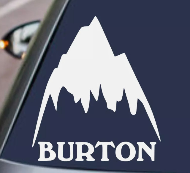 4.5″x5″ Burton Mountains Logo Snowboard Canada Car Bumper Sticker Vinyl WHITE